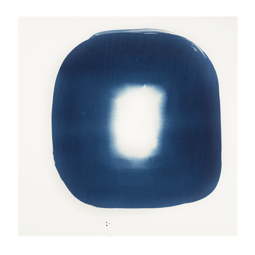  Aperture in Middle Blue III, 2015 Acrylic on watercolor paper 21 x 21 inches 