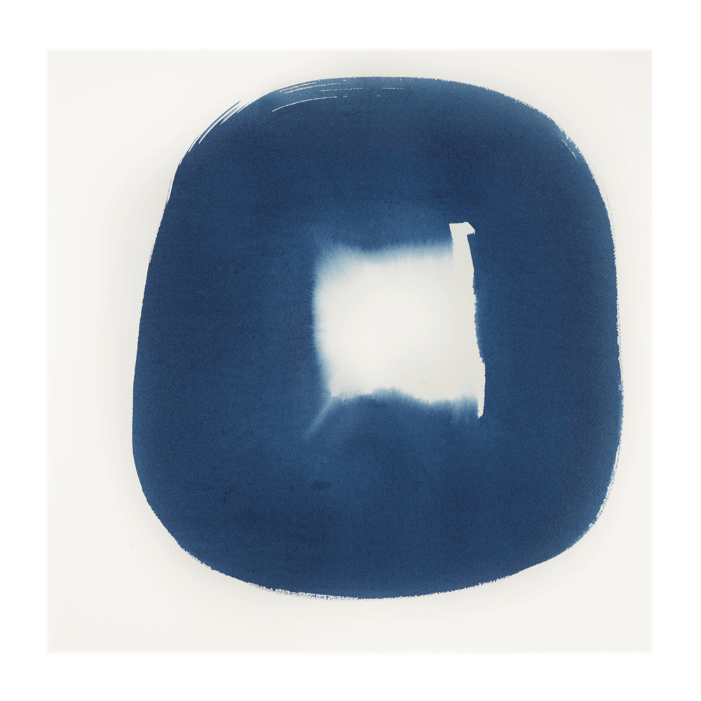  Aperture in Middle Blue IV, 2015 Acrylic on watercolor paper 21 x 21 inches 