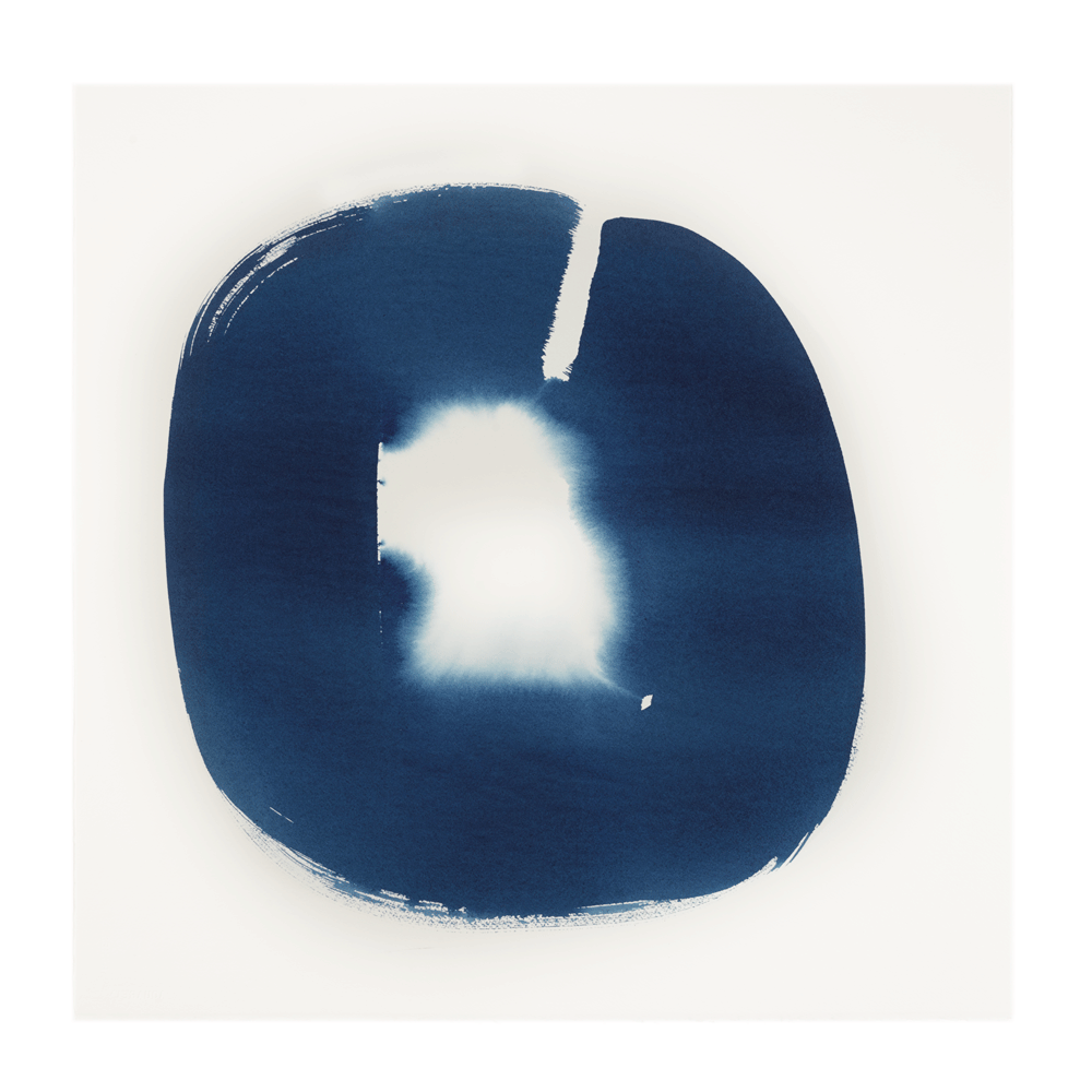  Aperture in Middle Blue V, 2015 Acrylic on watercolor paper 21 x 21 inches 