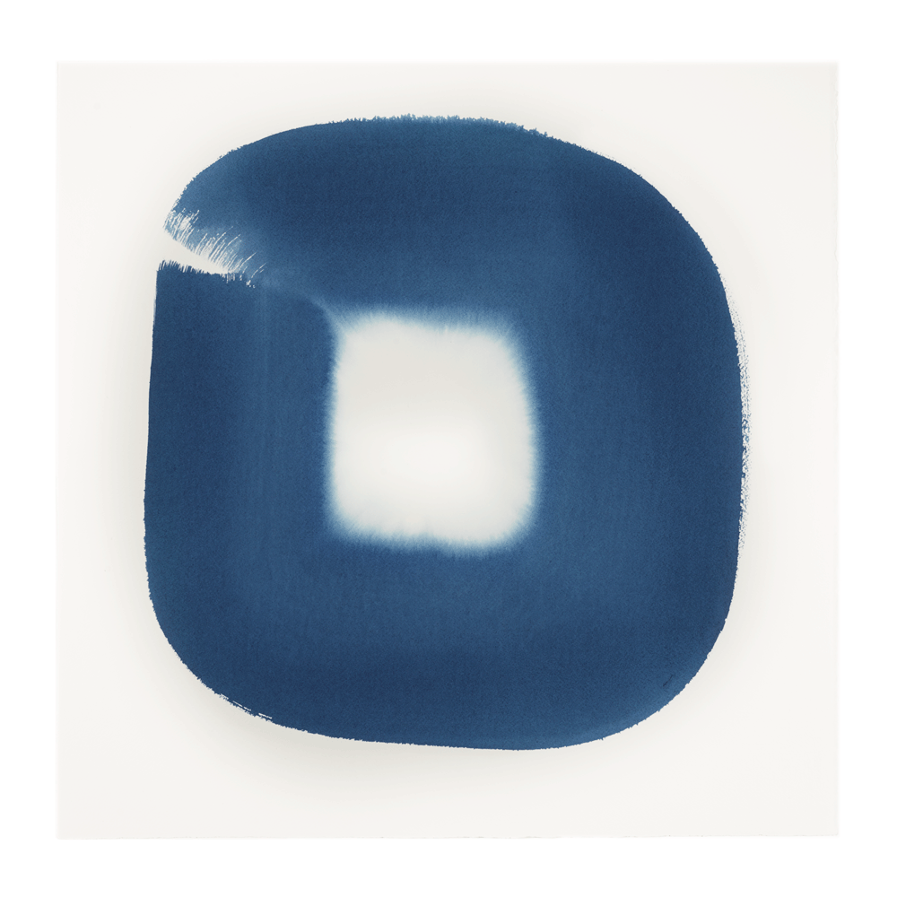  Aperture in Middle Blue VI, 2015 Acrylic on watercolor paper 21 x 21 inches 