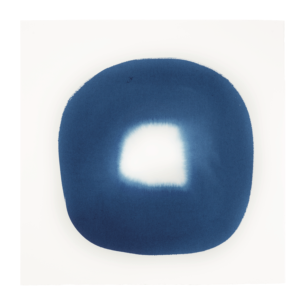  Aperture in Middle Blue IX, 2015 Acrylic on watercolor paper 21 x 21 inches 