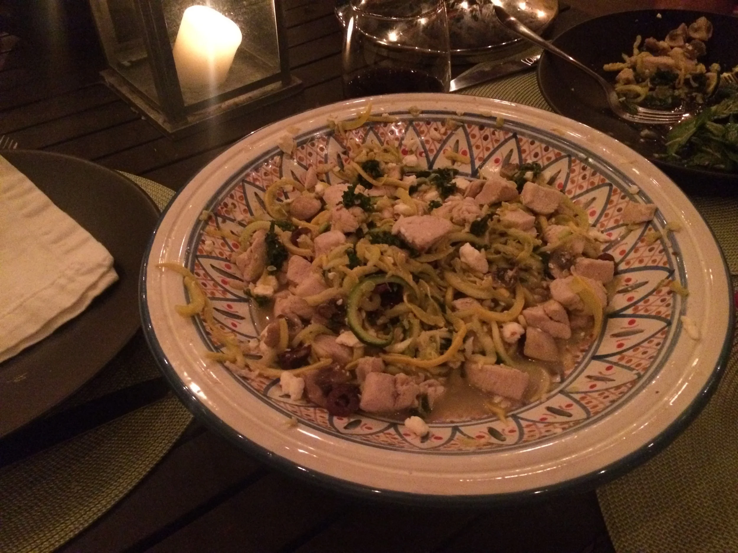 Zucchini Noodles with Chicken, Spinach & Feta