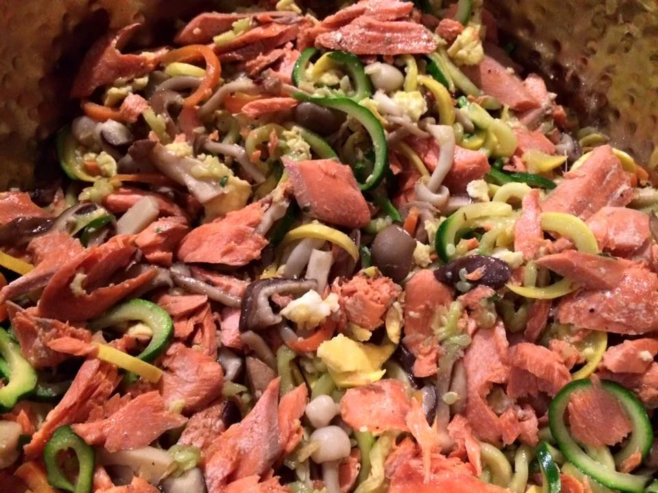 Ginger Garlic Zucchini with Salmon