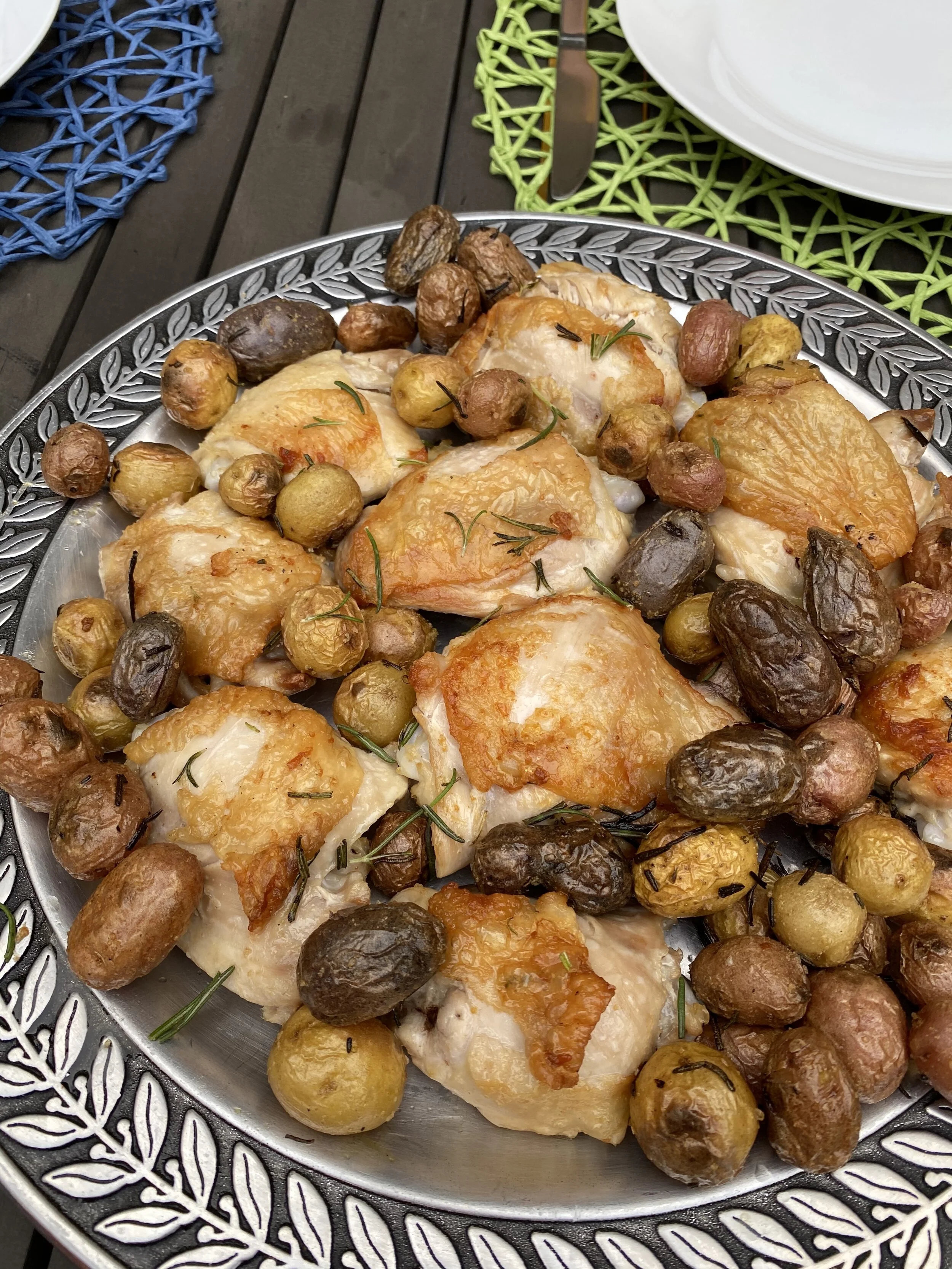 One Pan Crispy Chicken with Potatoes &amp; Greens