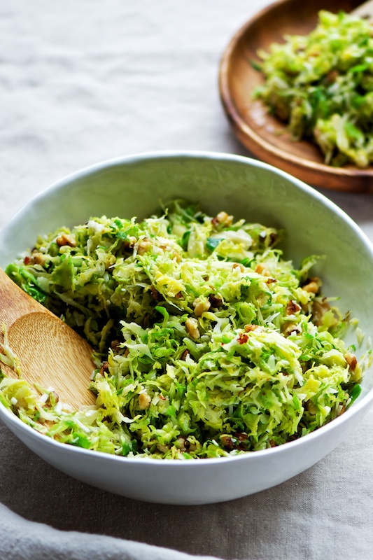 Shaved Brussels Sprouts with Pecorino + Walnuts — Pixels + Crumbs