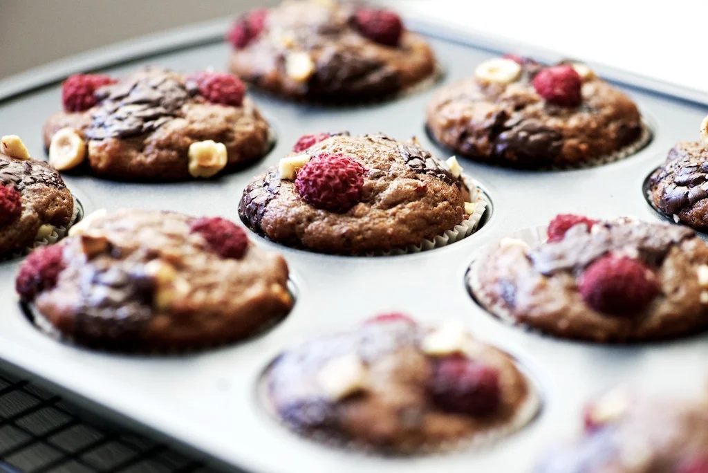 Chocolate Raspberry Hazelnut Muffins