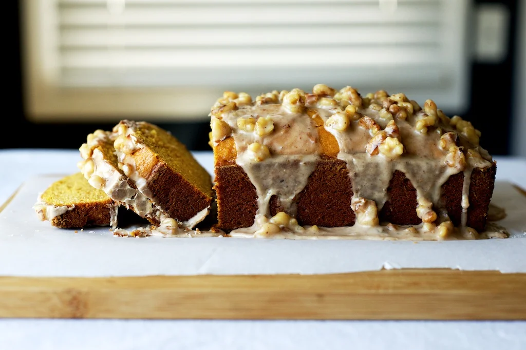 Pumpkin Loaf Cake with Walnut Glaze