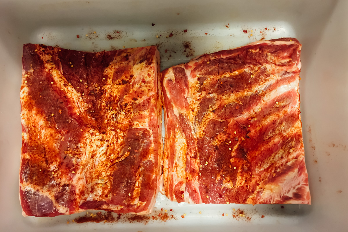 Pork bellies with the spice rub