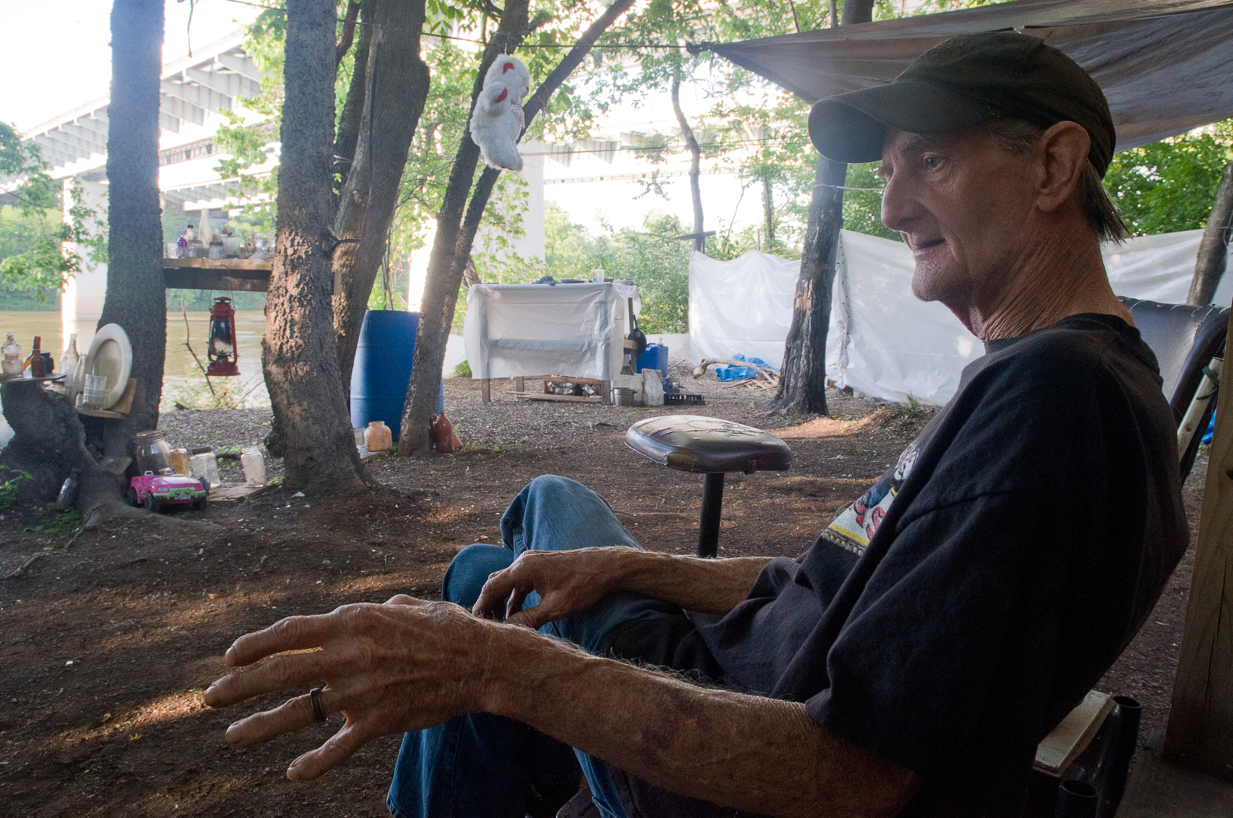 John El just three days before the shared encampment known as tent city flooded in May of 2010. Photo by Tasha A F Lemley