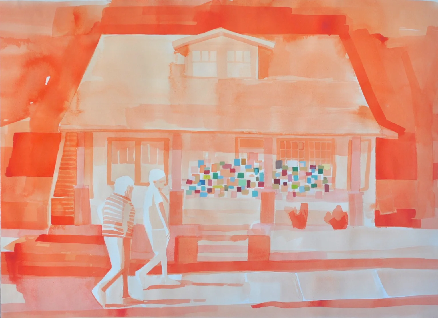 Sister Walkers, ink and gouache on paper, 30″ x 22″, 2017 Courtesy of Jodi Hays