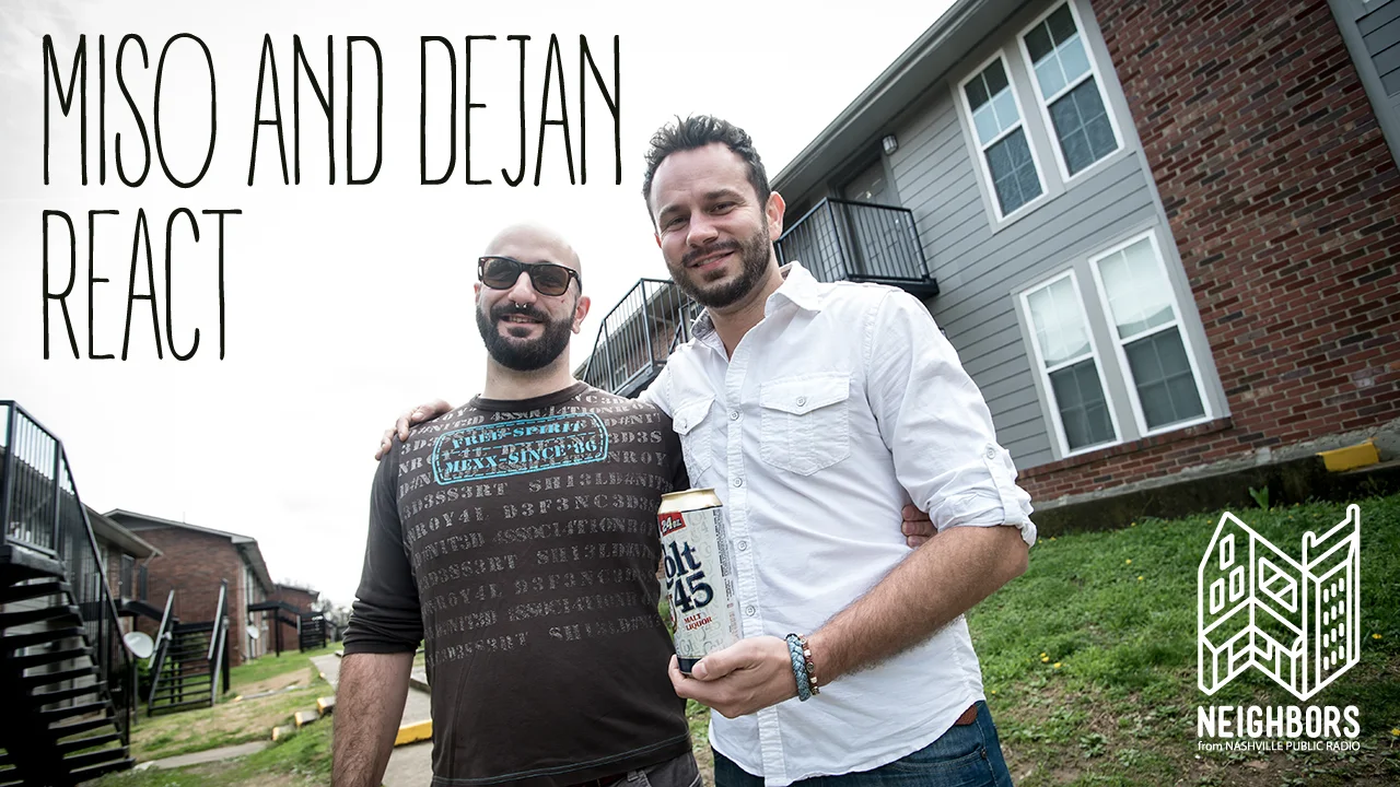 Miso and Dejan at the apartment complex where they first met. Photo by Eric England.