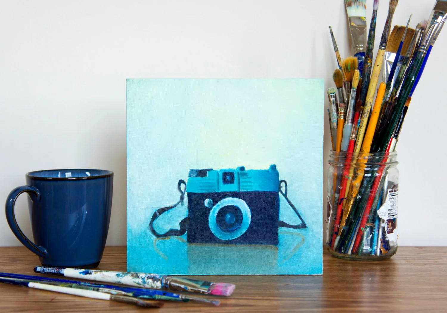 Vintage Diana Camera Original Oil Painting 