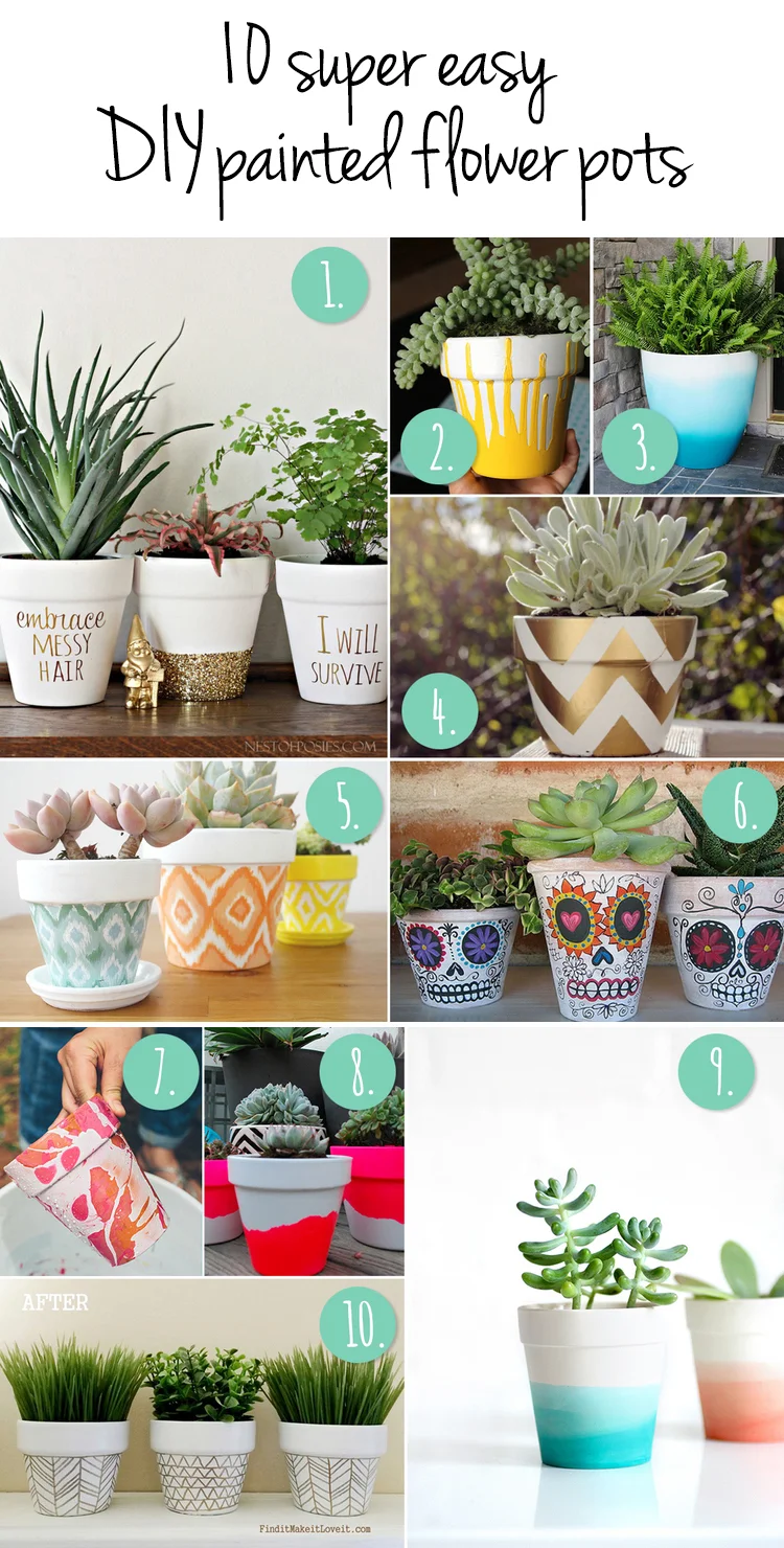 Easy Painted Flower Pot Design Ideas - The DIY Nuts