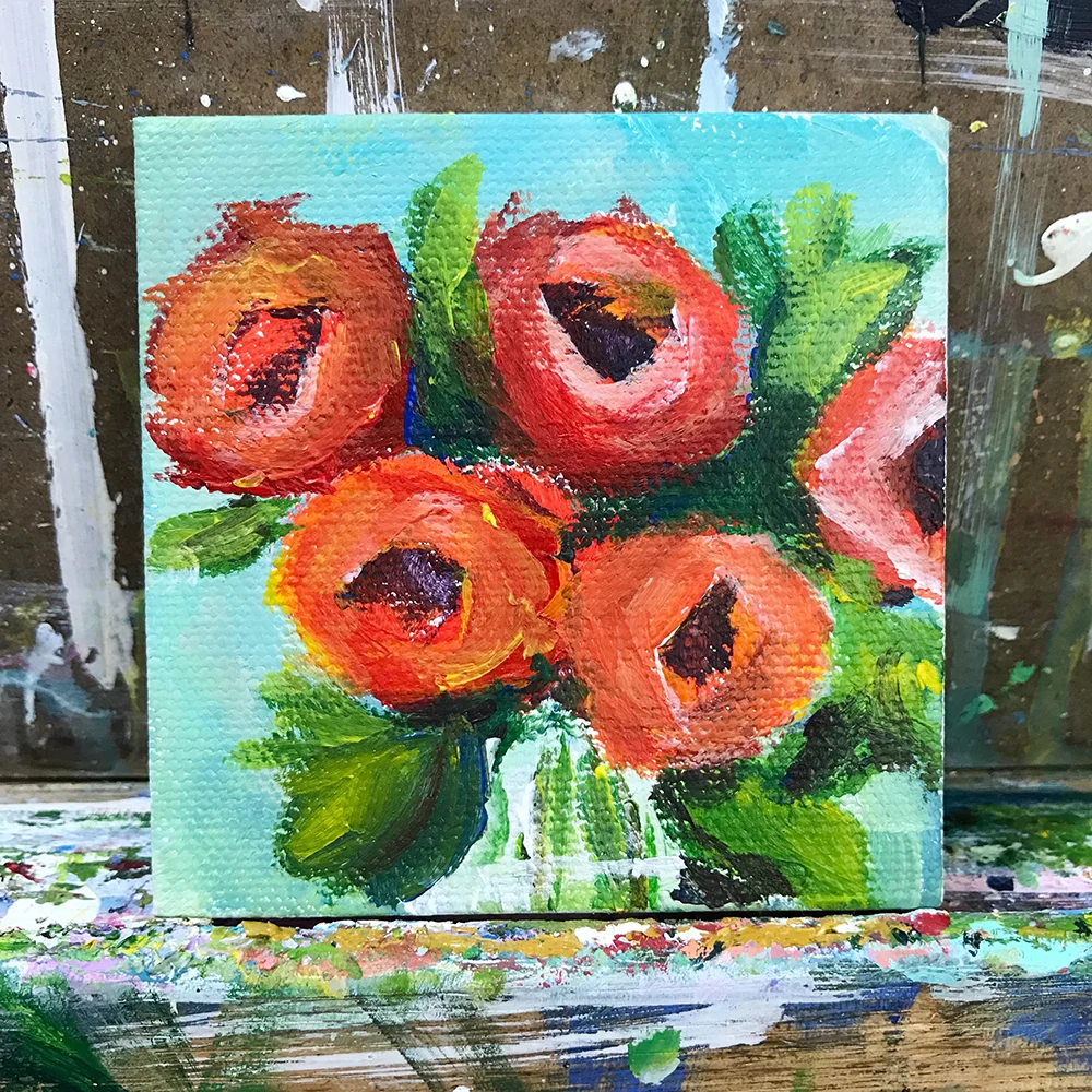 60/100. 3"x3" acrylic on canvas
