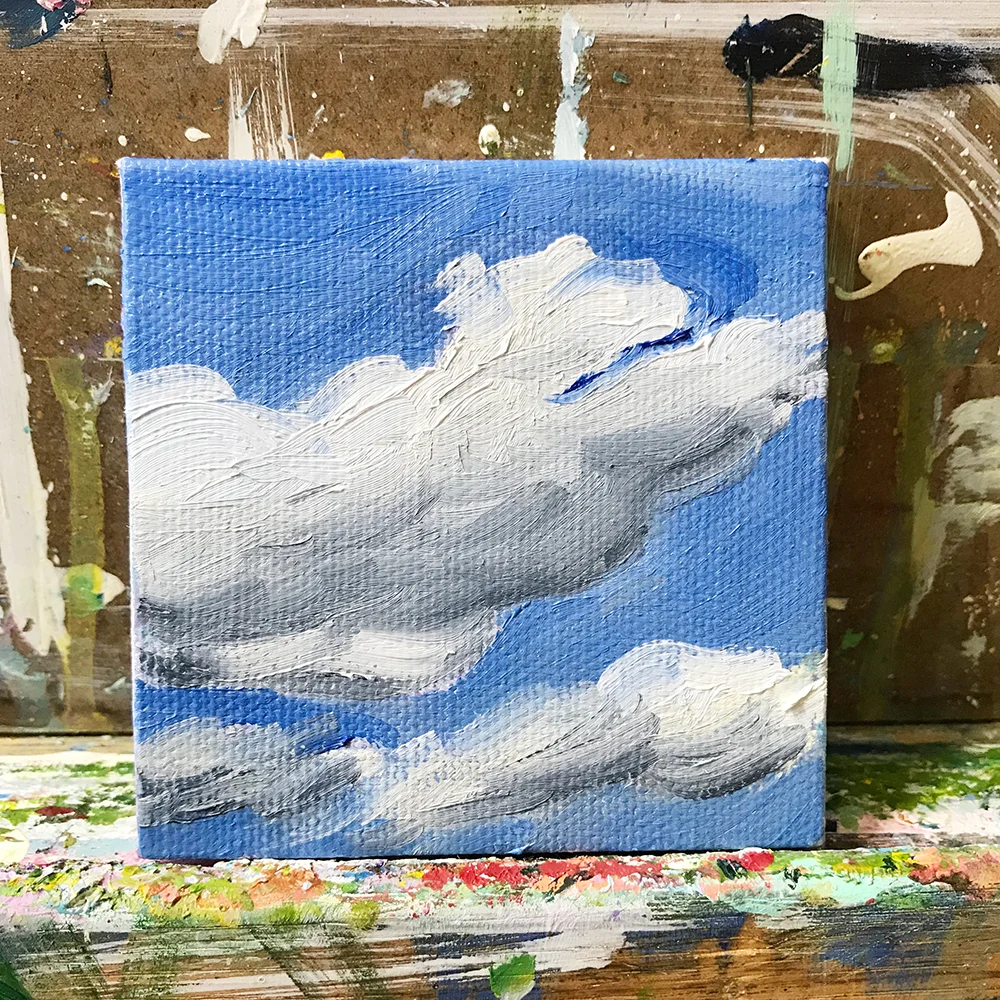 58/100. 3"x3" oil on canvas