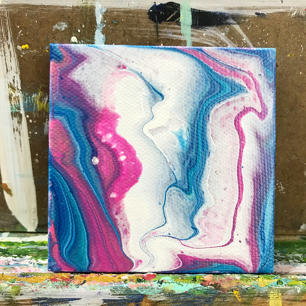 57/100. 3"x3" acrylic on canvas
