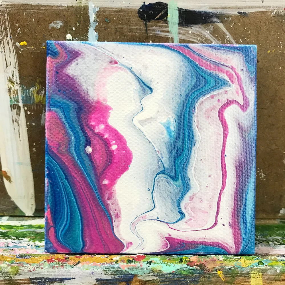 57/100. 3"x3" acrylic on canvas