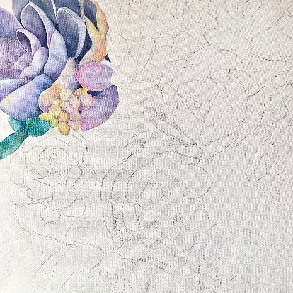 WIP - Succulent Garden Painting Update