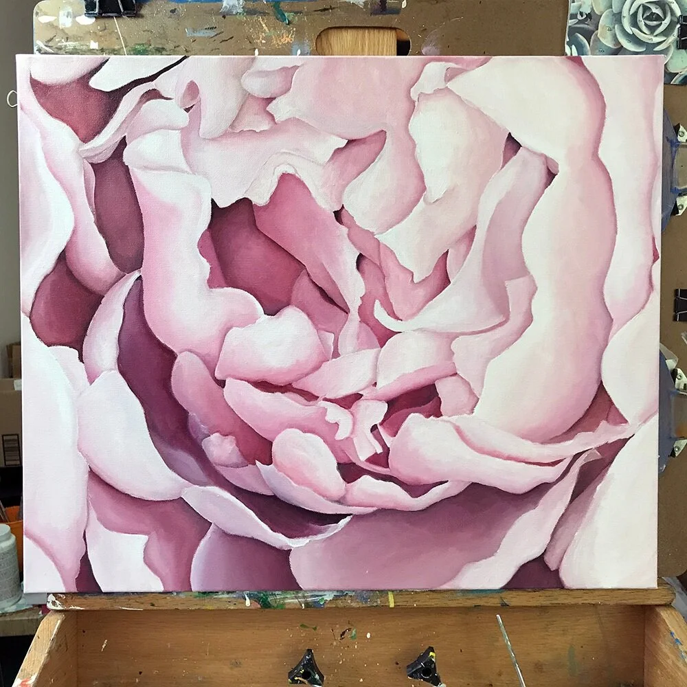 WIP - Pink Peony Oil Painting - COMPLETE