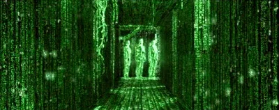 There's a scene where Neo can see everything in matrix-code.