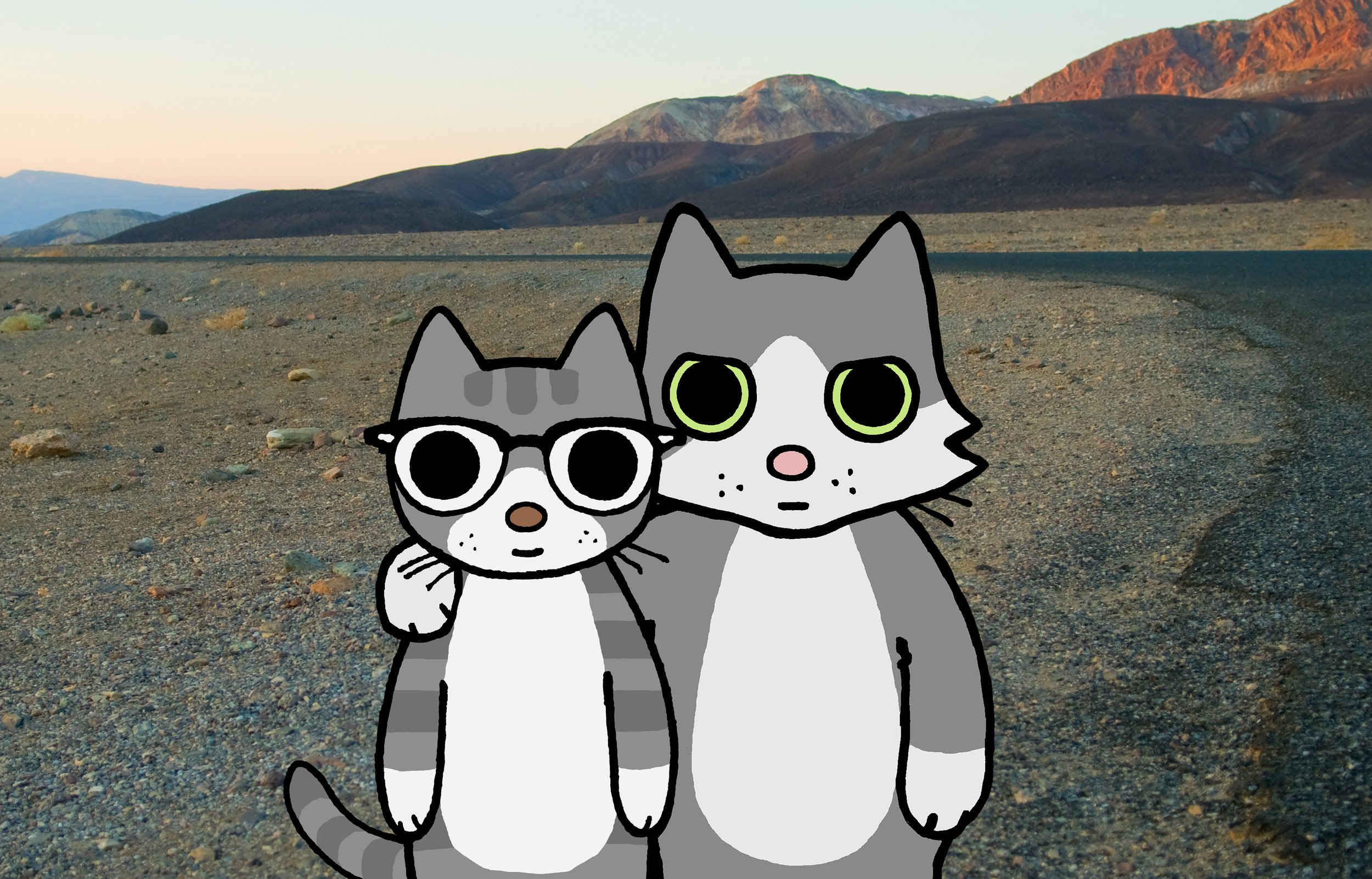  Drittens and Bunny walking in tümpisa (a.k.a. Death Valley). 