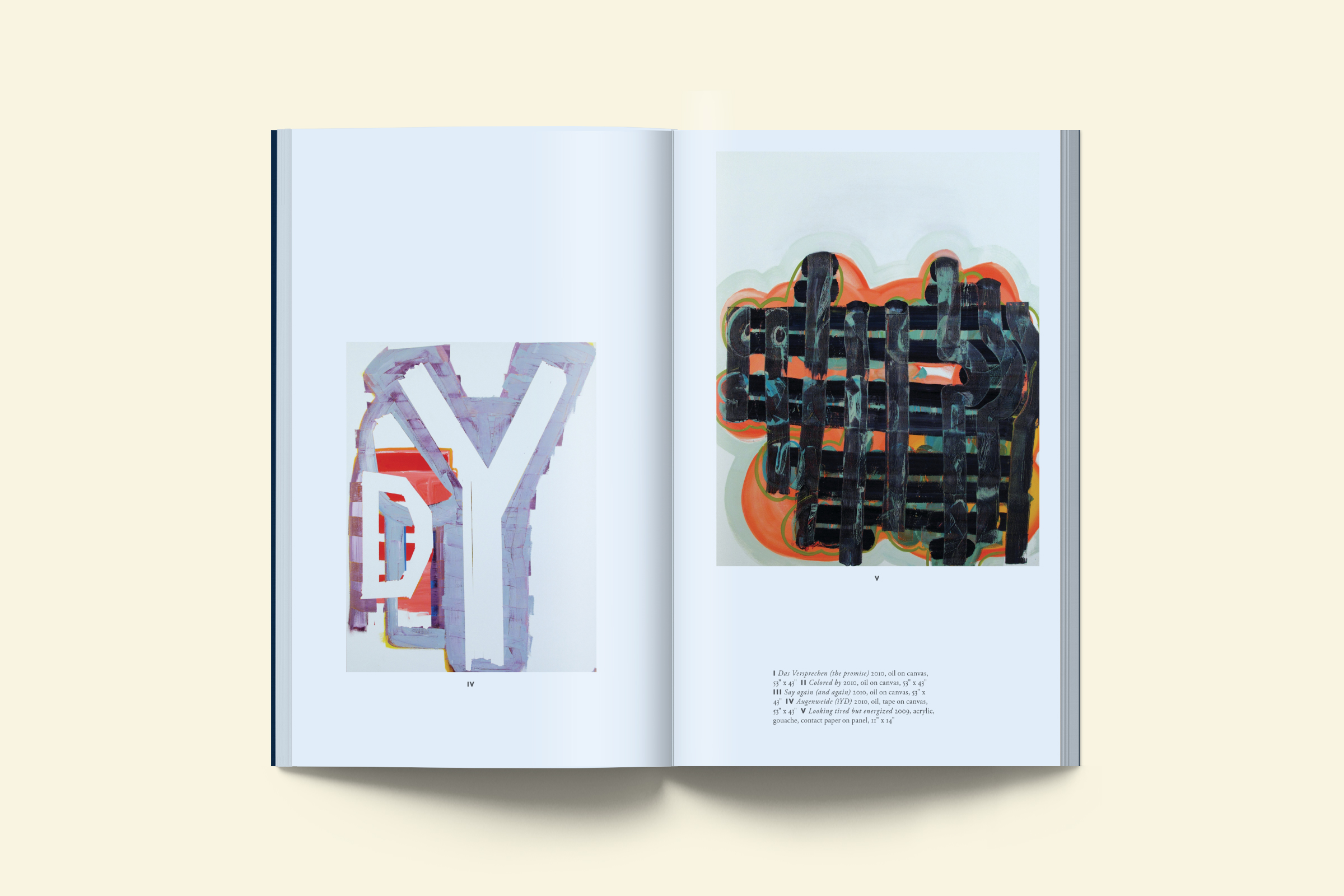 The last page of each artist’s “space” contains all the image information. This was a gesture we found in an old Guggenheim catalog in our collection.