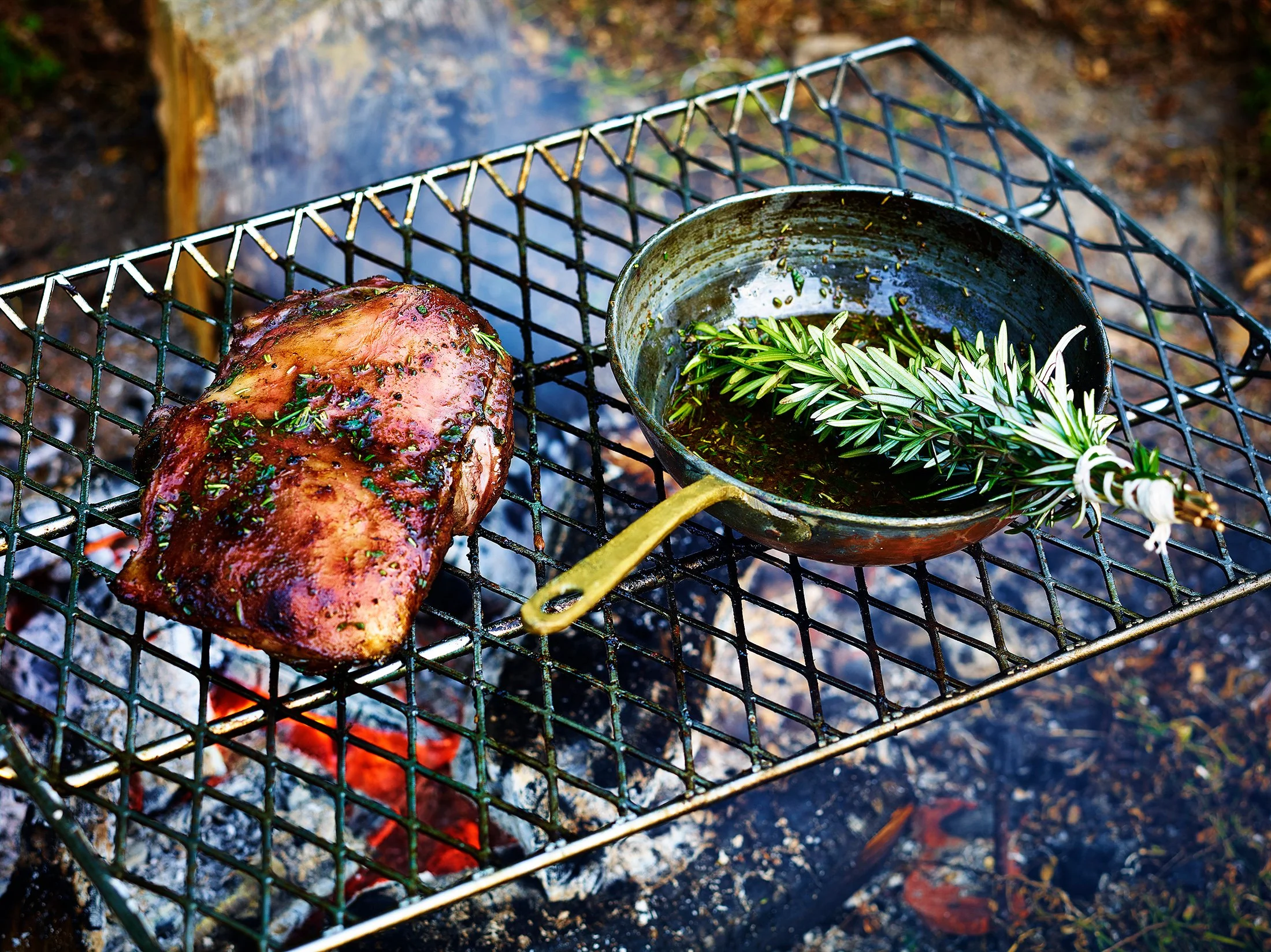  Grilled lamb and rosmery on camp grill     large 