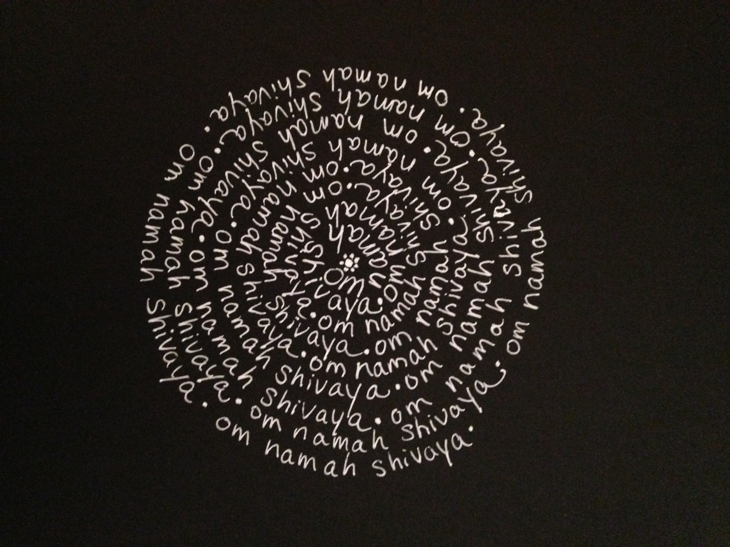 Susan Shepardson - Mantra is a Sanskrit word that means sacred utterance. I choose to doodle (and recite) the most popular Hindu mantra "om namah shivaya". It is believed to be powerful and healing.