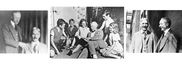 Alexander com o aluno e amigo John Dewey e Alunos de sua Little School, na Inglaterra