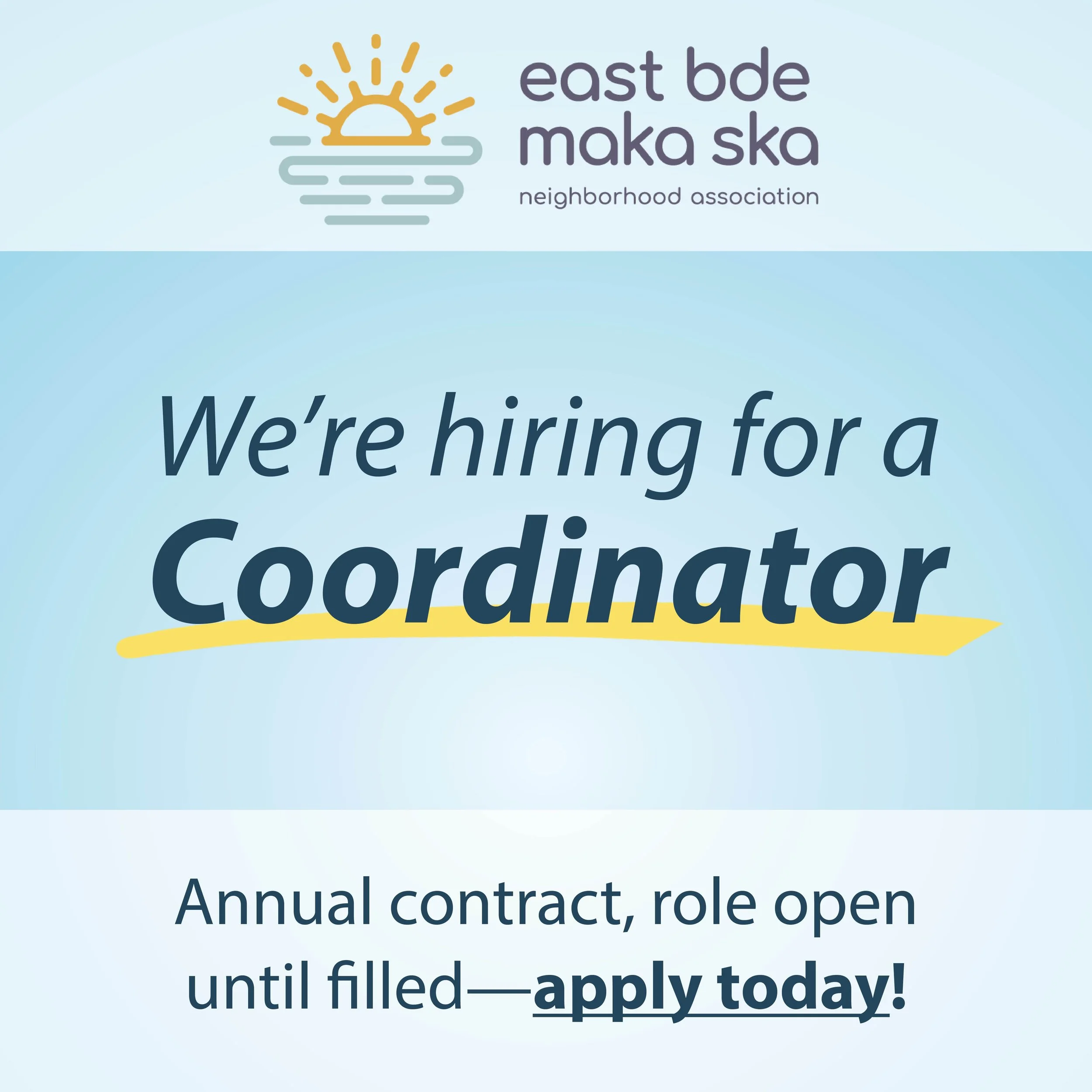 We're Hiring: Coordinator