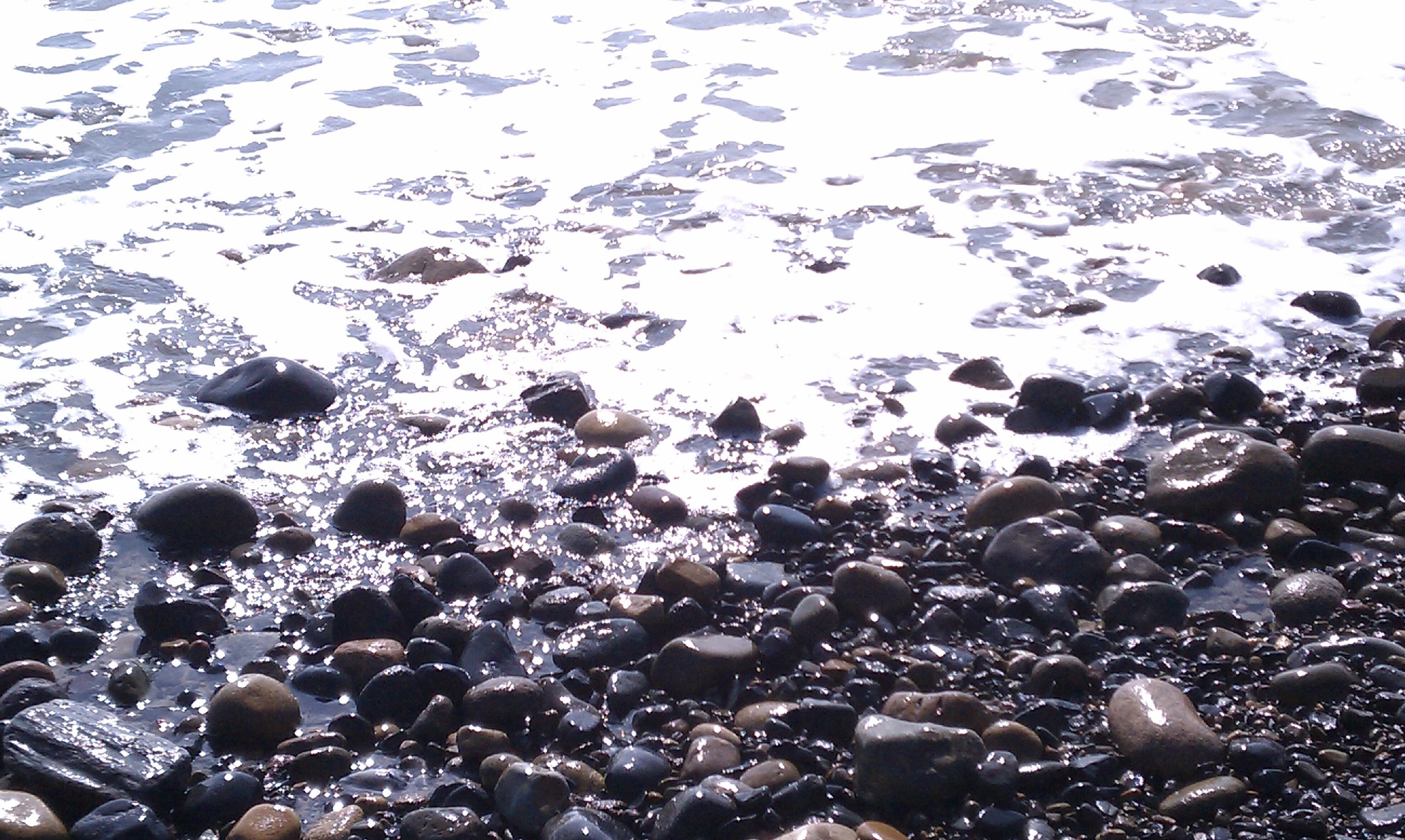 water lapping the pebble shore