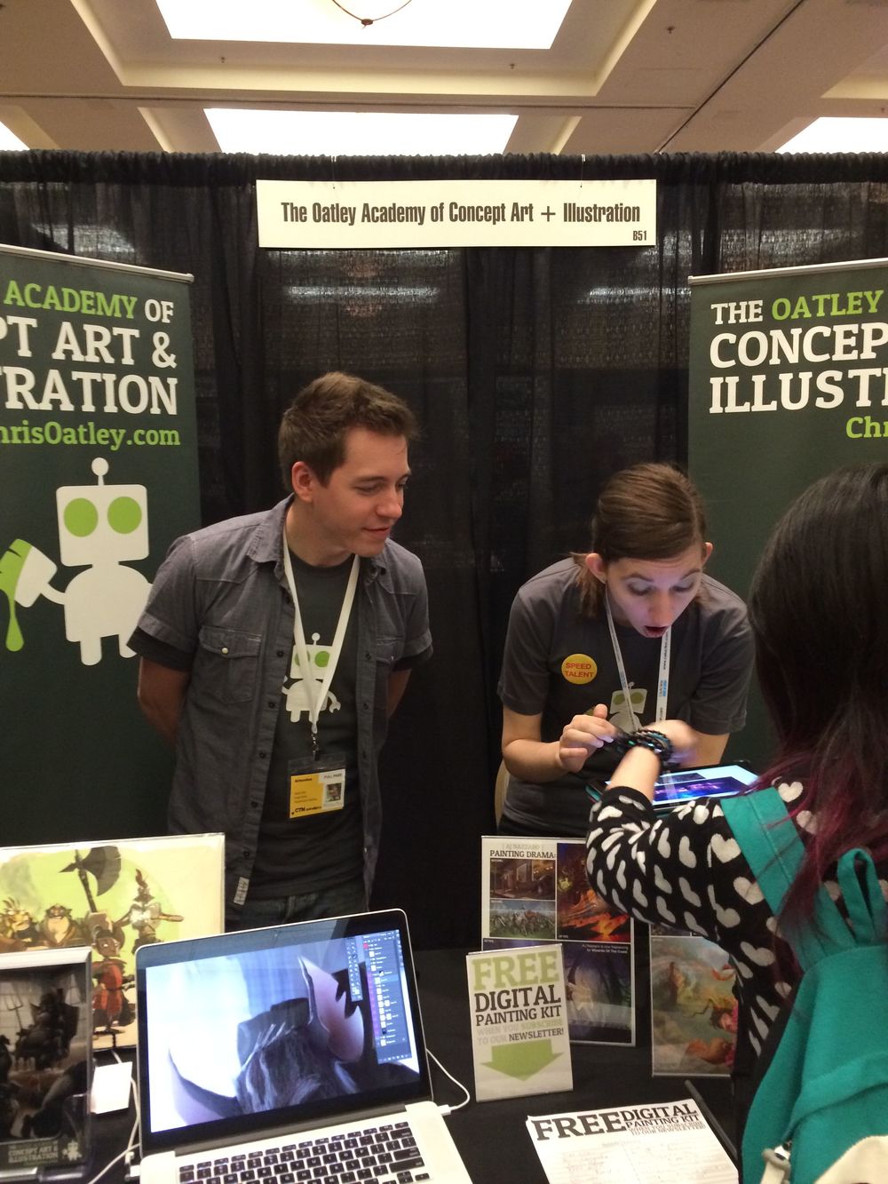  Behind the Oatley Academy booth (with    Rebecca &nbsp; Black-Gliko    looking mighty astonished) 