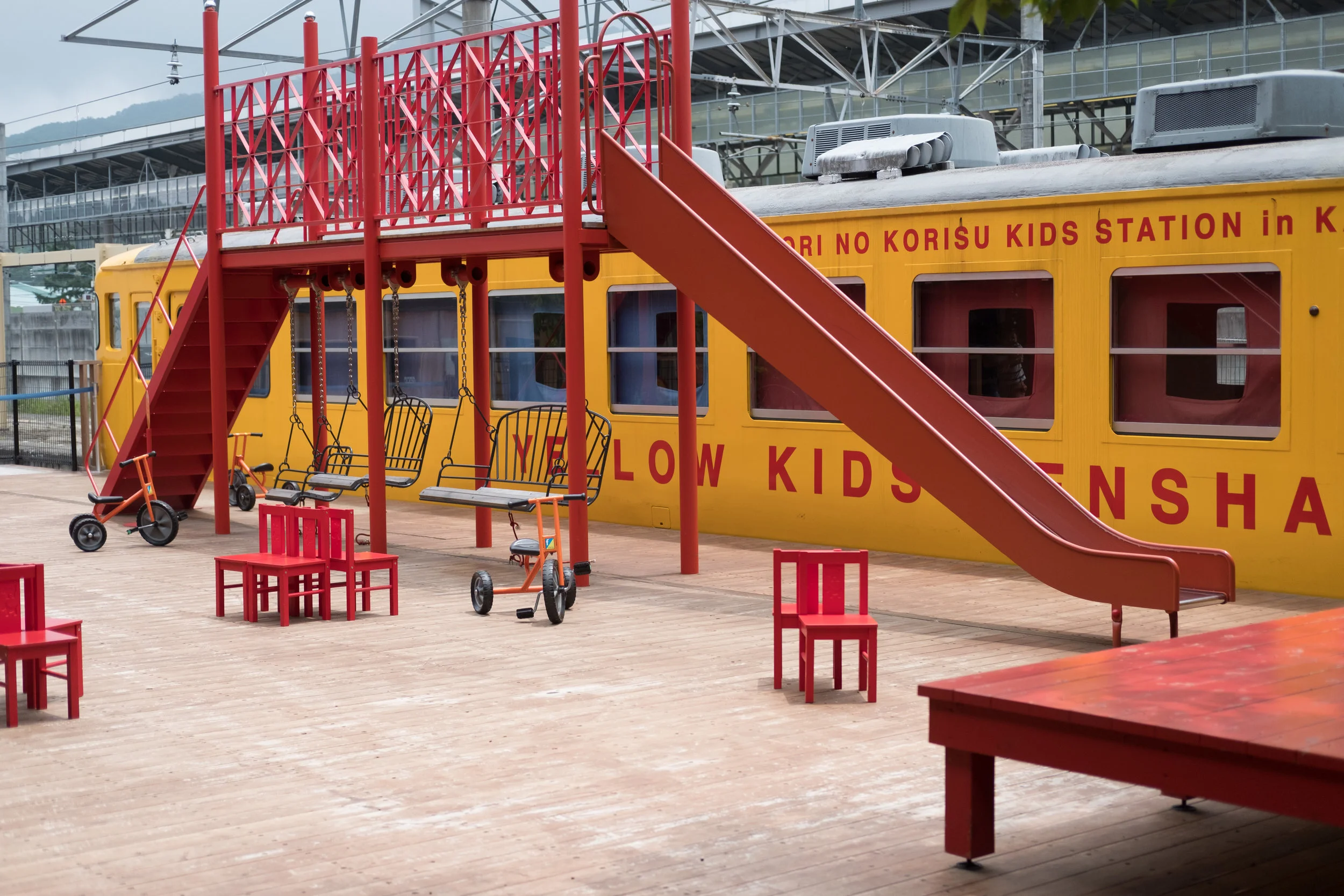 Not a real train, but an awesome replica! Plus great play space.