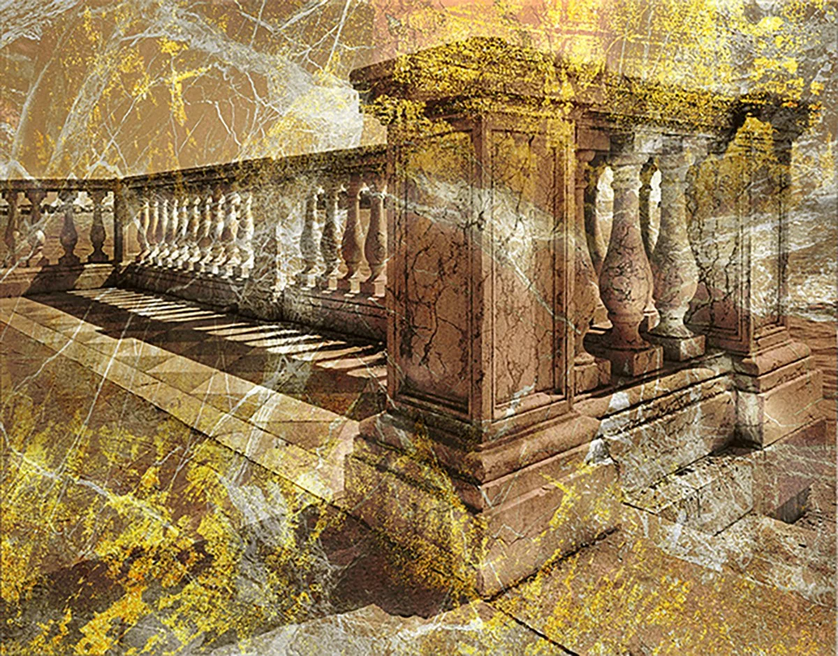                  BALUSTRADE AVEC VUE SUR LA LAGUNE A VENISE  
