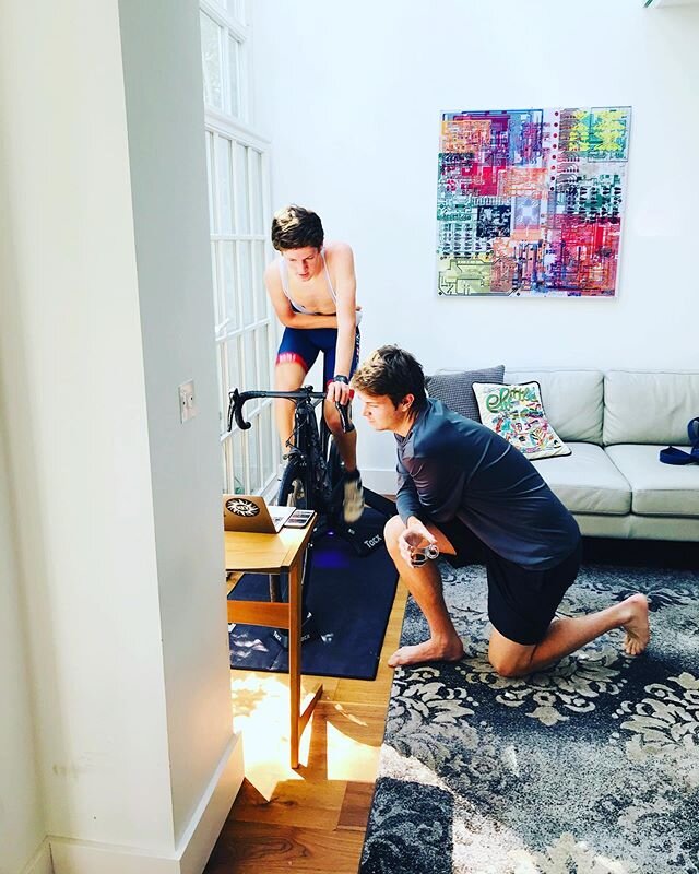 Rehab riding with a broken collarbone, a new bike trainer, and a supportive big brother. #zwift