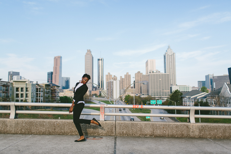 Jackson Street Bridge High Fashion Portrait with Atlanta Skyline