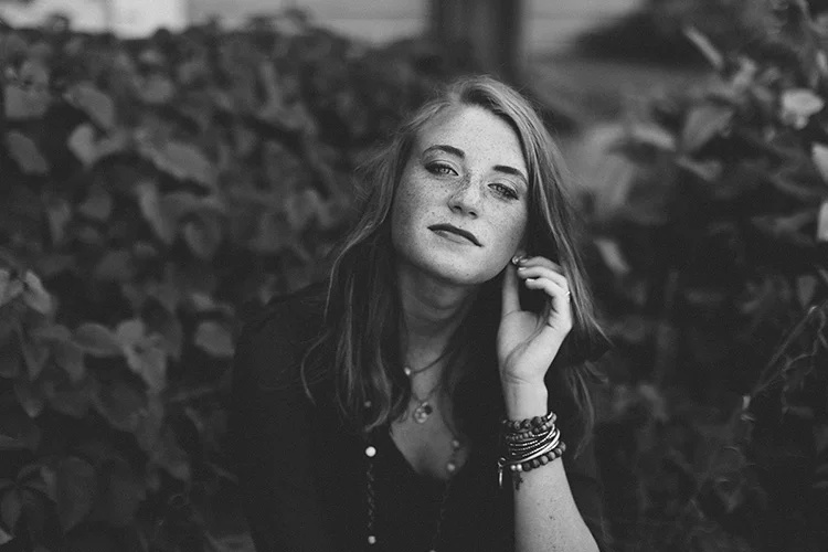 Black and White Senior Portrait