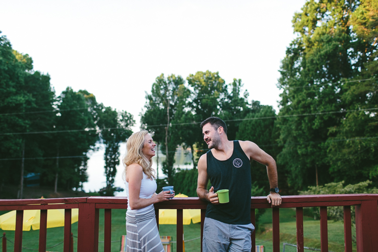 Engaged Couple Having Morning Coffee