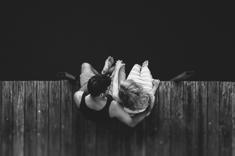 Shot from Above of Engaged Couple