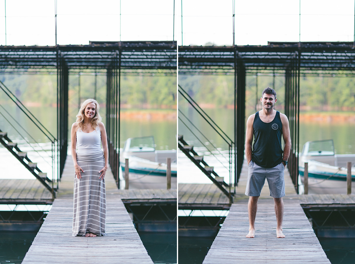 Solo Shots of Engaged Couple on Boat Dock