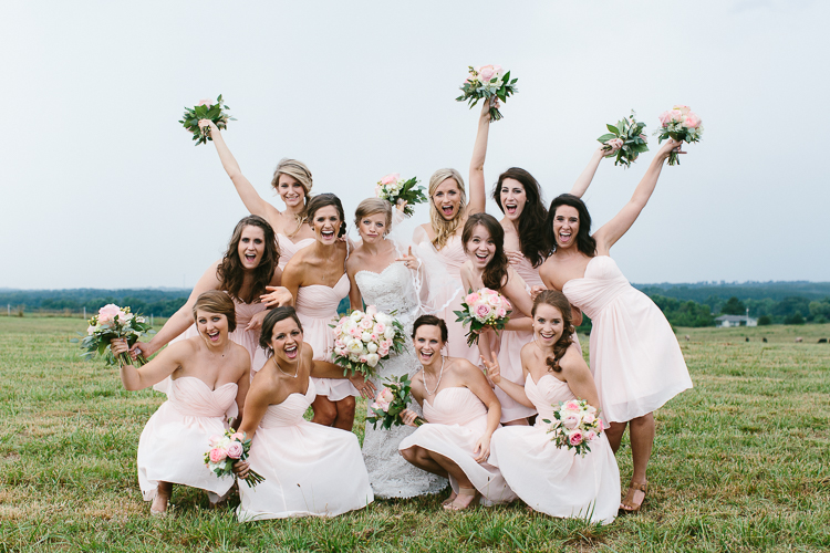 The Bride and Her Bridesmaids Striking a Pose