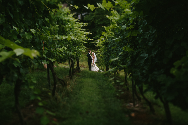 The Bride and Groom Gazing at Each Other in the Vinyards