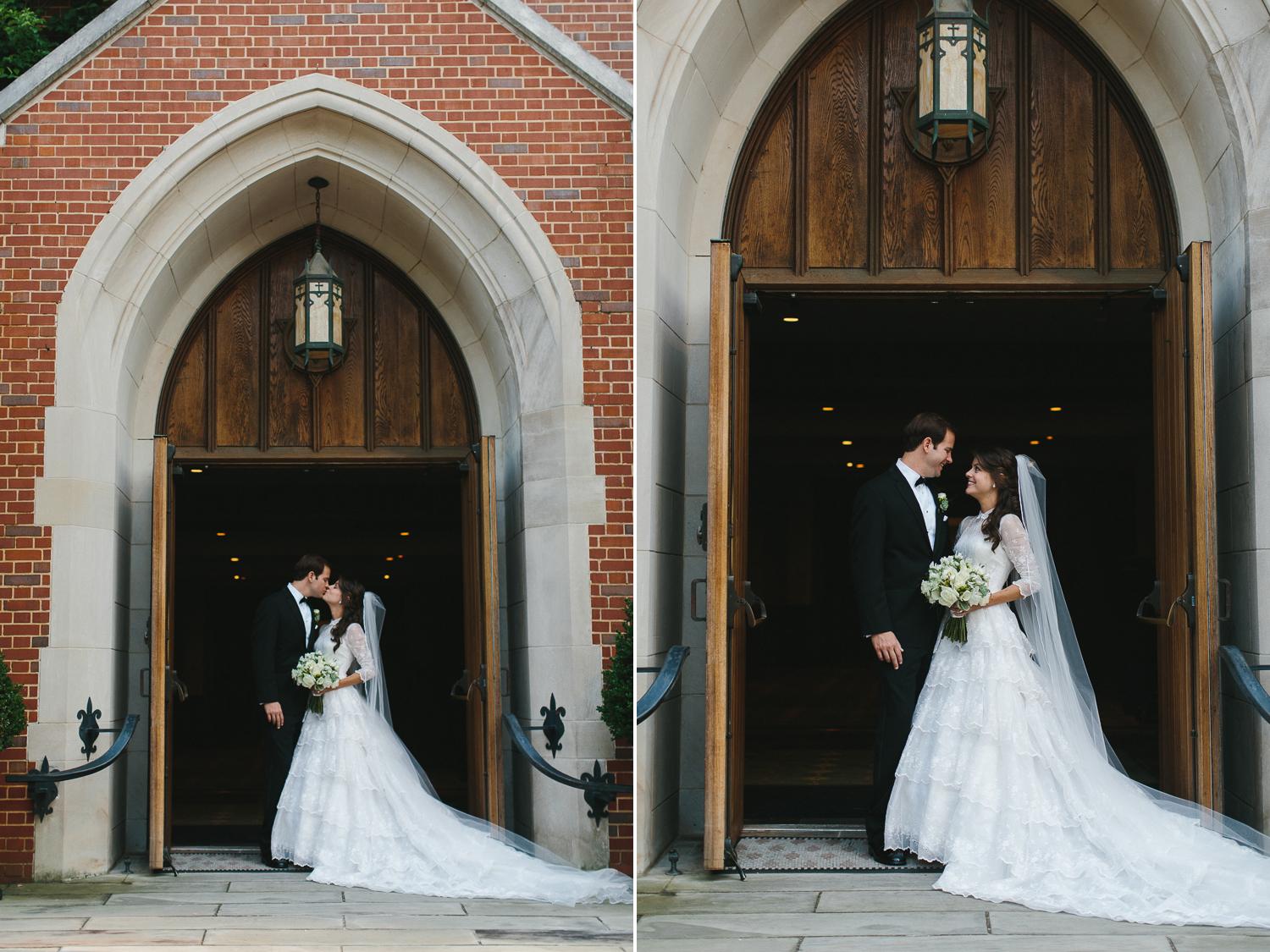 Bride and groom archway portrait