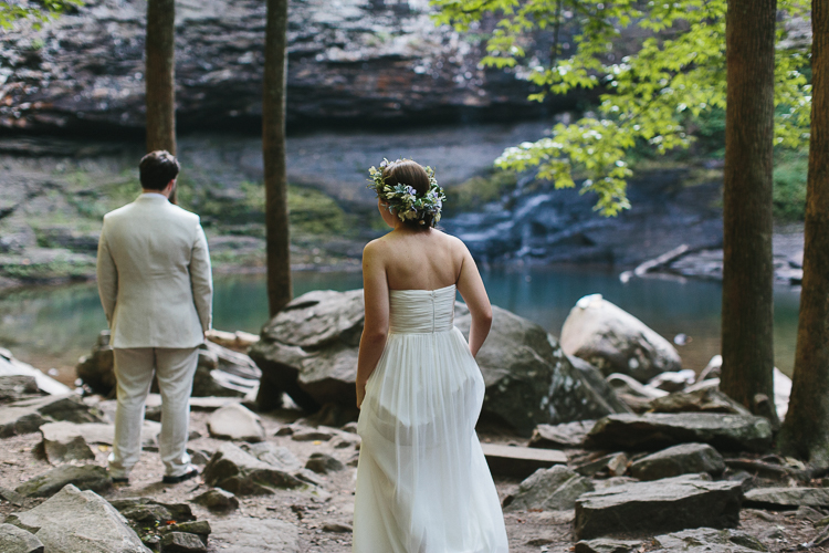 Bride and groom's first glance