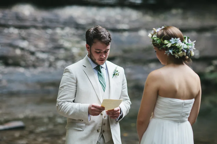 Groom exchanging his vows