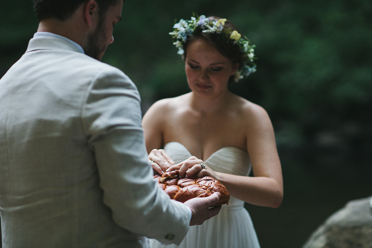 Bride and groom taking communion