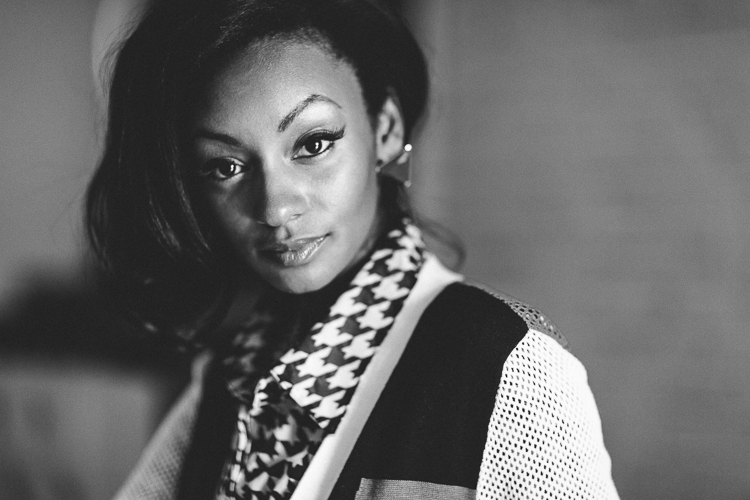 Black and white glamorous fashion portrait
