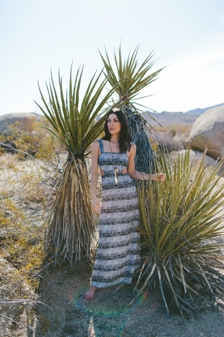 Bohemian style fashion portraits in Joshua Tree National Park