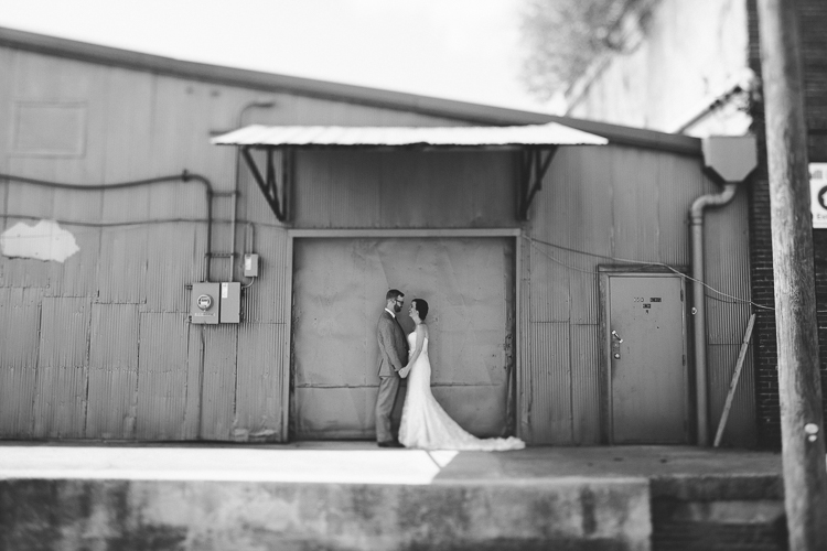 Black and white urban bride and groom portraits