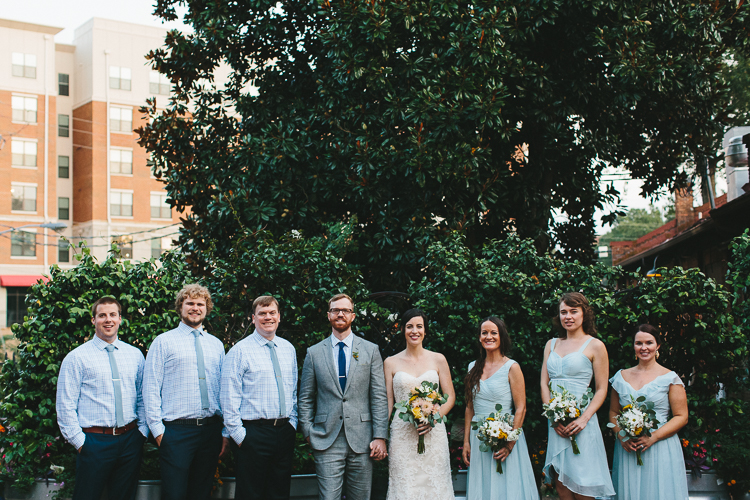 Urban wedding party portraits
